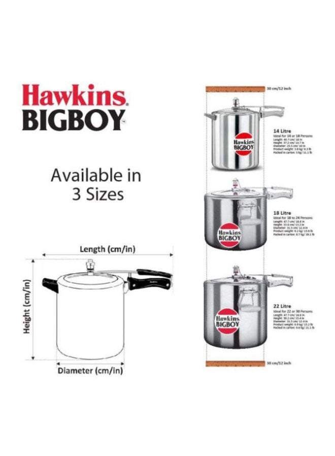 Hawkins - BigBoy Pressure Cooker With Handle Silver 18Liters - Image 1