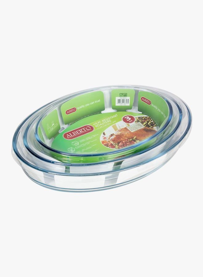 ALBERTO 3-Piece Oval Roaster Set Clear 2.4, 3, 4Liters - Image 3