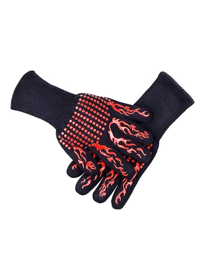 1 Pair Oven Mitts BBQ Grilling Cooking Gloves Black/Red 33x13x1cm - v1615477313/N24134318A_1