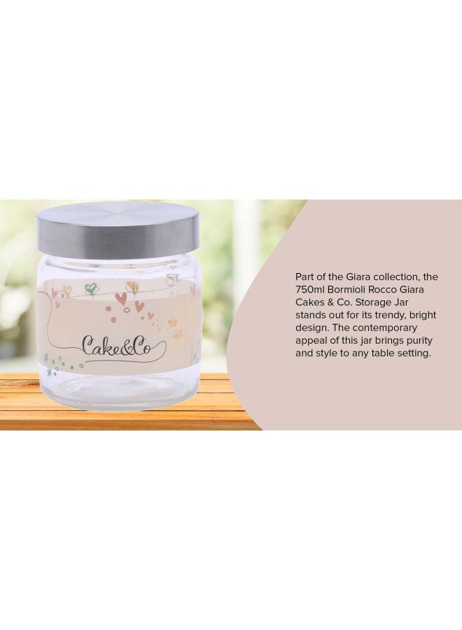 Bormioli Rocco - Gia Cake Jar Clear/Pink/Silver - Image 1