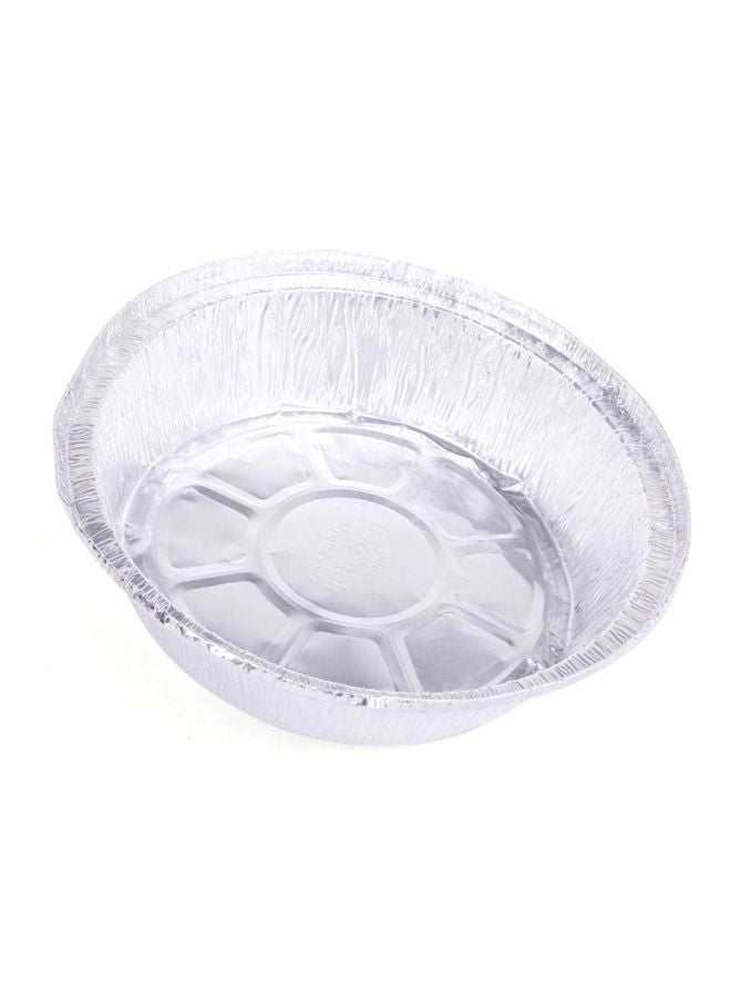 Hotpack - 10-Piece Foil Round Shape Container With Lid Set Silver 800ml - Image 1