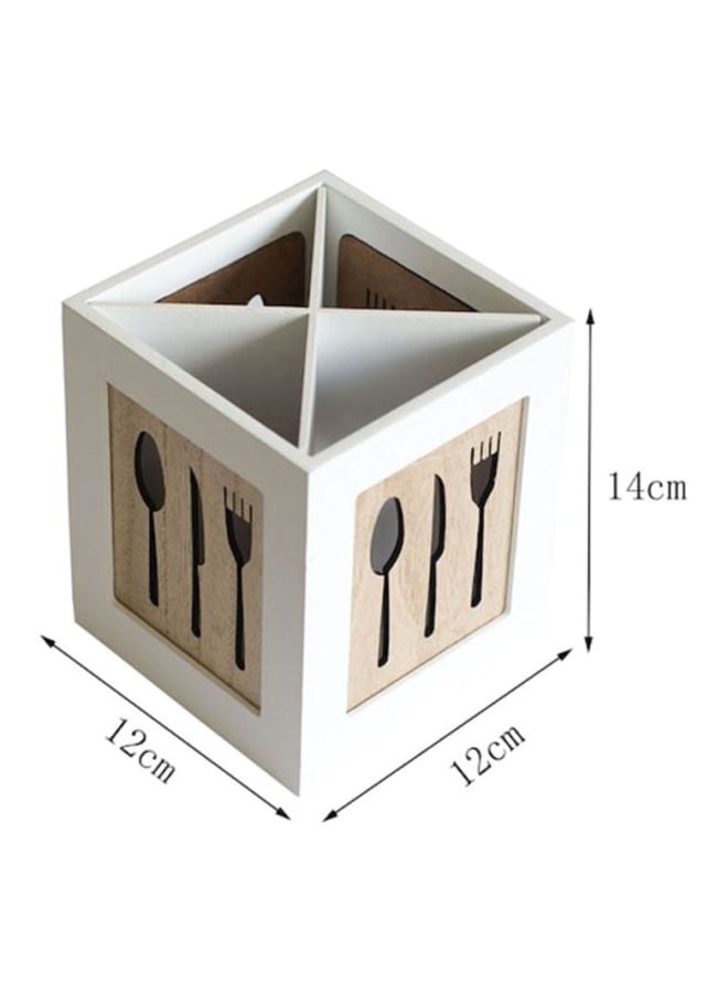 Cutlery Storage Box White/Brown 14.4 x 14.4 x 10.8cm - v1615477333/N33885702A_2