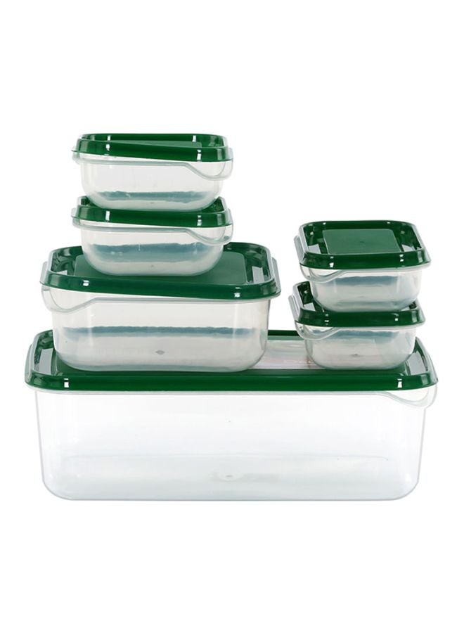 DELCASA 6-Piece Food Container Set Clear/Green Small (2x180), Medium (2x190), Large (650), Extra Large (2060)ml - Image 1