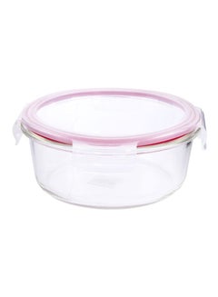 DELCASA Round Glass Air Tight Container Clear/Pink 400ml  - Image 1