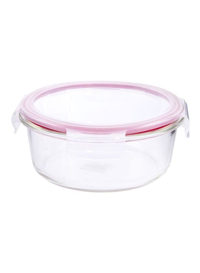 DELCASA Round Glass Air Tight Container Clear/Pink 400ml  - Image 1