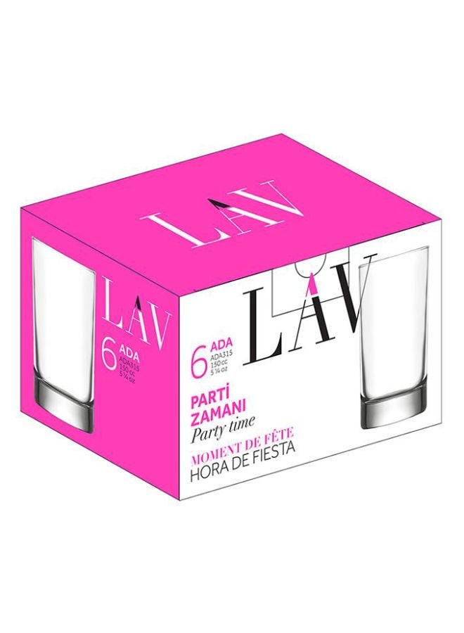 6-Piece Ada Soft Drink Glass Set Clear 150ml