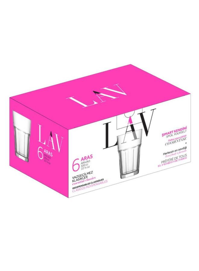 LAV 6-Piece Aras Long Drink Glass Set Clear 300ml  - Image 3