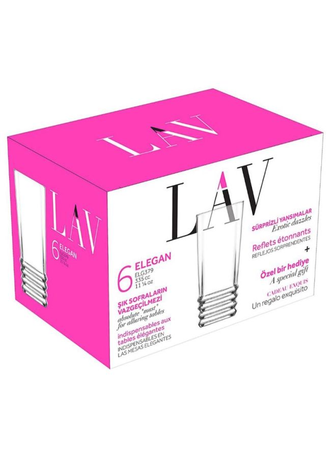 LAV 6-Piece Elegan Long Drink Glass Set Clear 140mm - Image 4