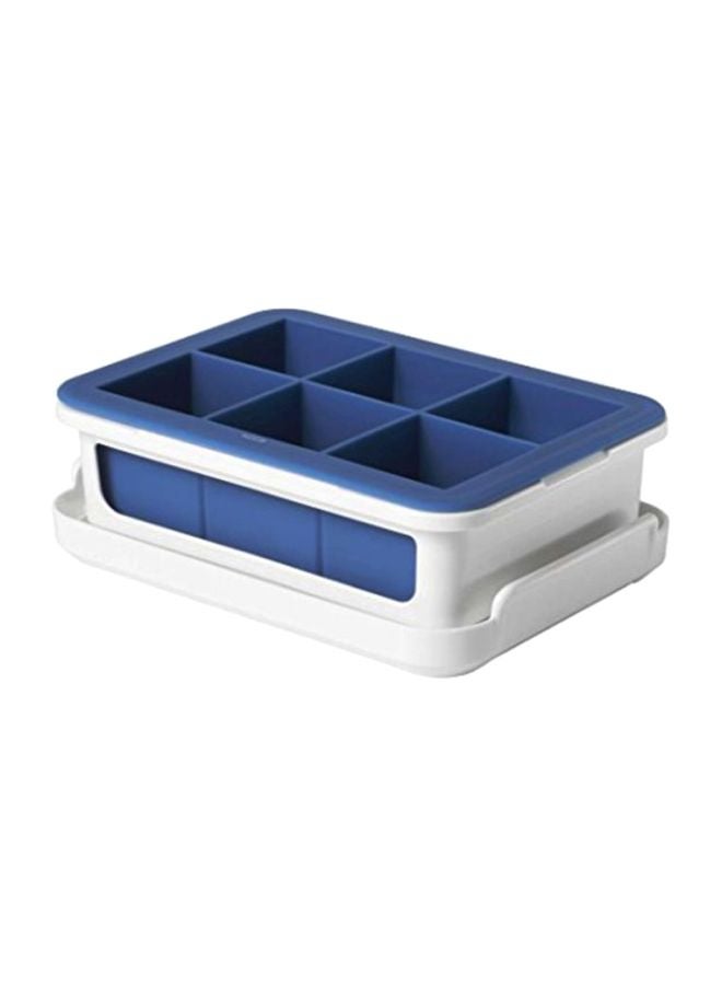 OXO Silicone Stackable Ice Cube Tray With Lid Blue/White 7.5x2.5x5inch  - Image 1