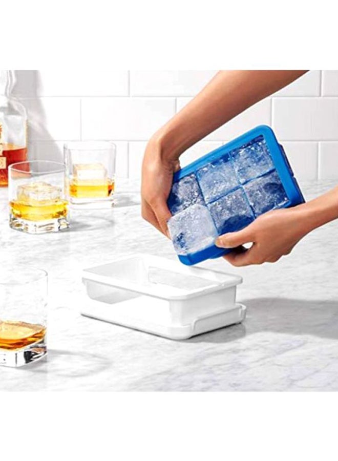 OXO Silicone Stackable Ice Cube Tray With Lid Blue/White 7.5x2.5x5inch  - Image 3