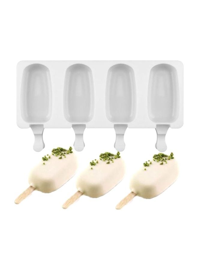 بيوينتي قالب آيس كريم من السيليكون بعدد 4 تجويفات أبيض/ شفاف 26x14.5x2.5سم - Image 2