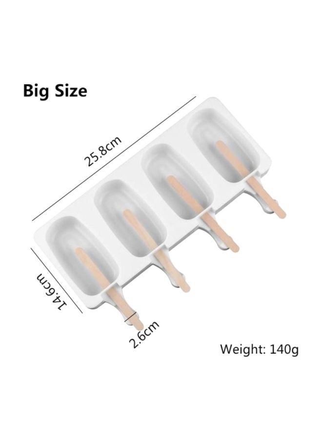 بيوينتي قالب آيس كريم من السيليكون بعدد 4 تجويفات أبيض/ شفاف 26x14.5x2.5سم - Image 4