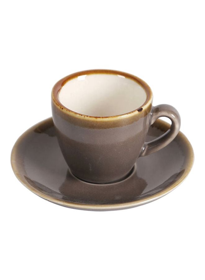 شاربدو فنجان قهوة مع صحن بني 8.5x6x5.5سم  - Image 1