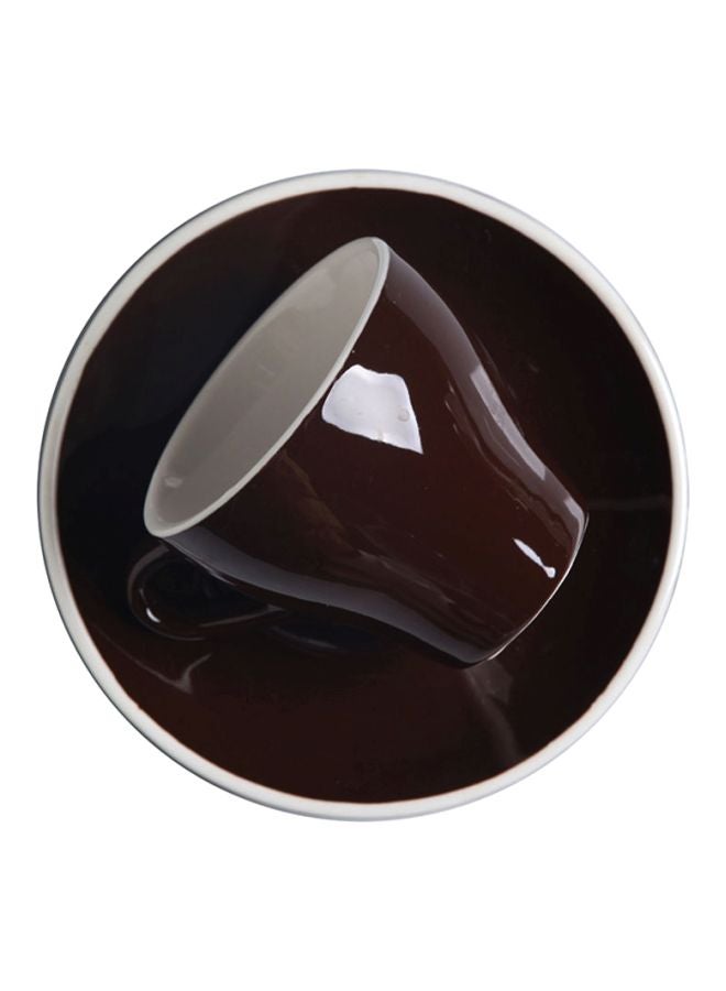 Sharpdo 180ML Ceramic Coffee Cups And Saucers Brown 8.5x6x6cm - Image 2