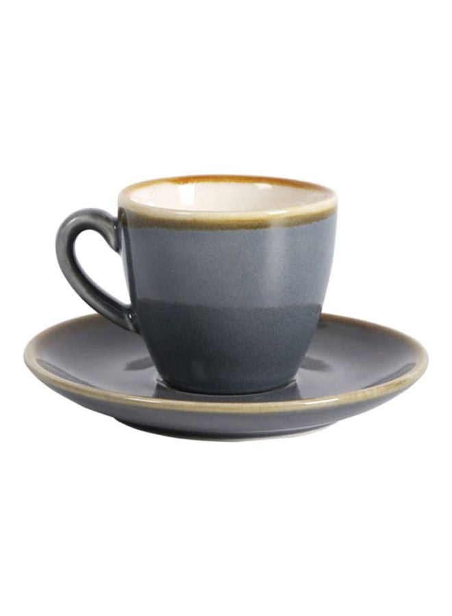 Sharpdo Kiln Coffee Cup And Saucer Dark Grey 8.5x6x5.5cm - Image 1