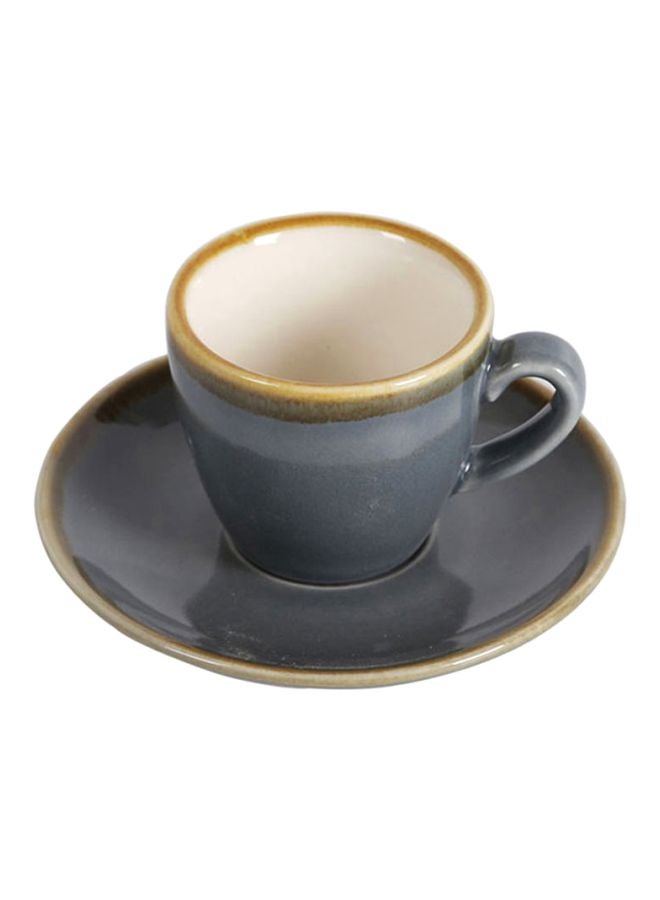 Sharpdo Kiln Coffee Cup And Saucer Dark Grey 8.5x6x5.5cm - Image 2