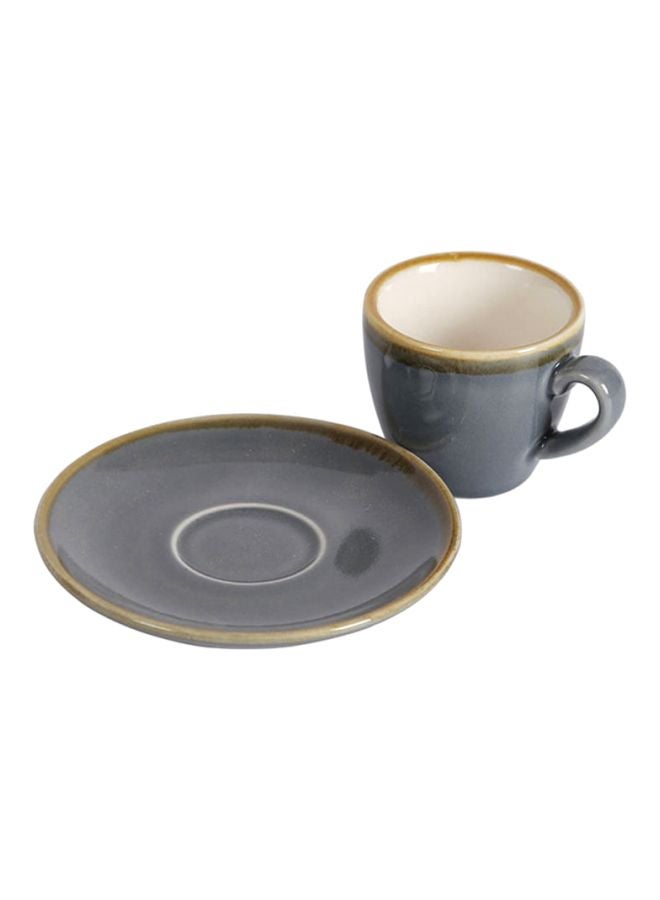 Sharpdo Kiln Coffee Cup And Saucer Dark Grey 8.5x6x5.5cm - Image 3