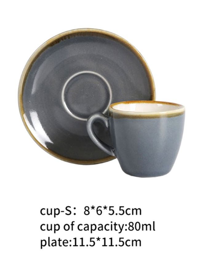 Sharpdo Kiln Coffee Cup And Saucer Dark Grey 8.5x6x5.5cm - Image 4