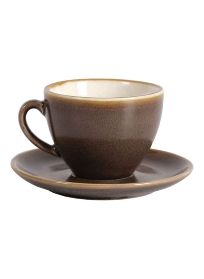 Sharpdo Kiln Ceramic Coffee Cup And Saucer Set Brown 11x9x7cm - Image 1