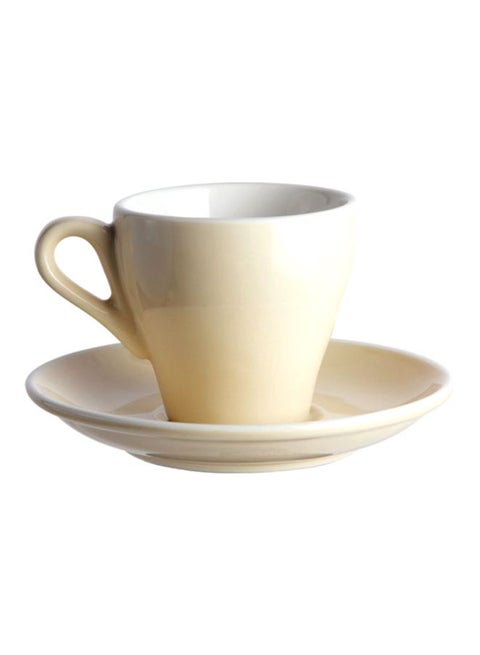 Glaze Coffee Cup With Plate Yellow 8.5x6x6cm