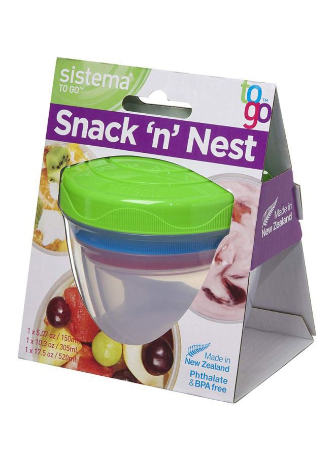 sistema 3-Piece Snack N Nest Container Multicolor Container 3x(150, 305, 520)ml - Image 2