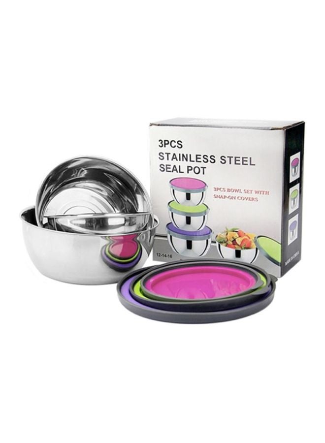Sharpdo 3 Piece Crisper Food Container Set Silver/Green/Purple  - Image 3
