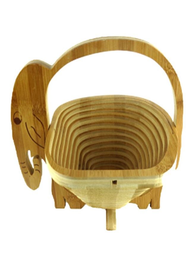 Sharpdo Wooden Creative Fruit Basket Elephant Shape Beige 27x30x1.8cm