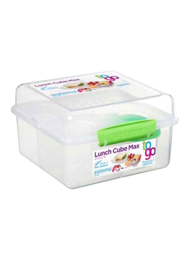 sistema Cube Lunch Box Clear/Green 2Liters