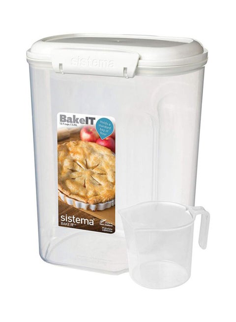 Bakery Container With Cup Clear/White 3.25Liters
