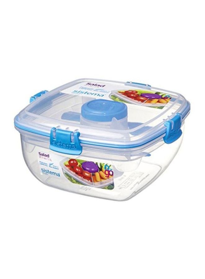 sistema - Salad Food Container Clear/Blue 1.1Liters - Image 1