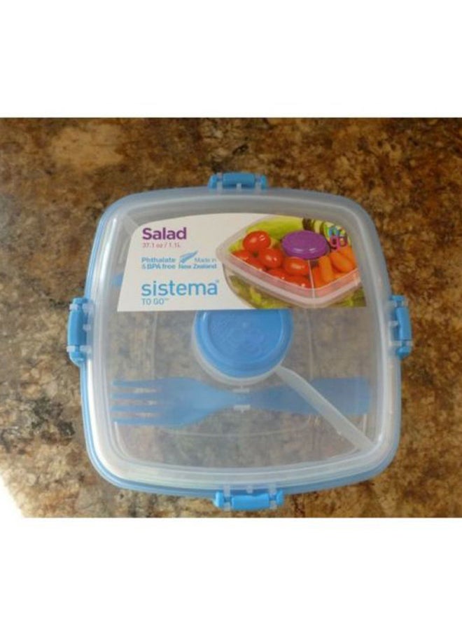 sistema - Salad Food Container Clear/Blue 1.1Liters - Image 1