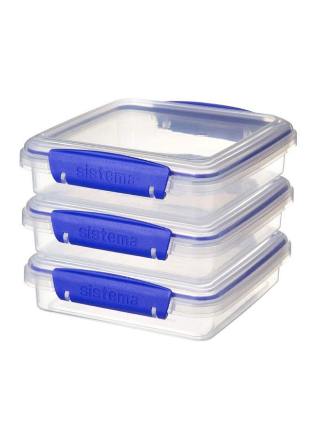 sistema 3-Piece Plastic Food Storage Container Clear/Blue 450ml - Image 1