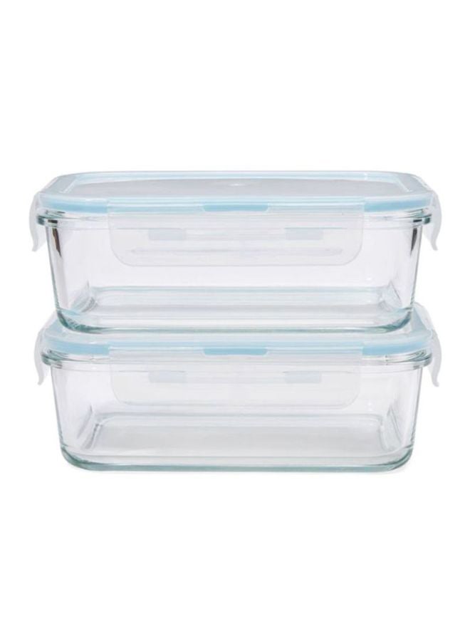 TALIONA Boro Pro 2-Piece Rectangular Food Storage Container Set With Lid Blue/Clear 900ml - Image 1