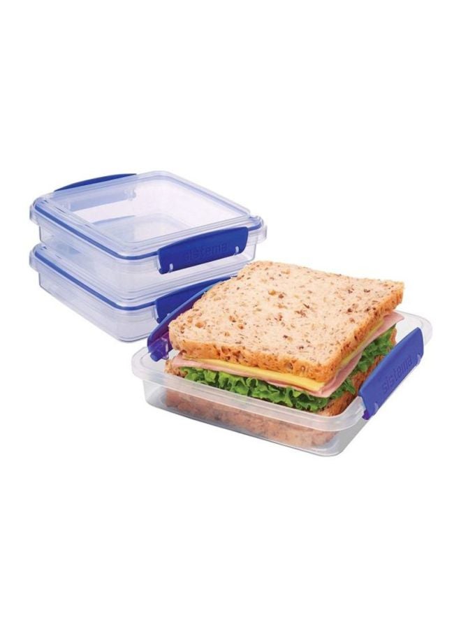 sistema 3-Piece Plastic Food Storage Container Clear/Blue 450ml - Image 3