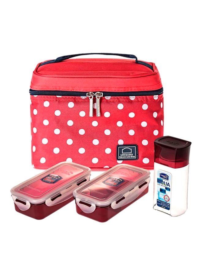 LocknLock 3-Piece Lunch Box Set Red/White 13x18x15cm - Image 1