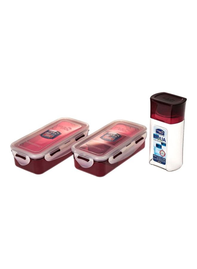 LocknLock 3-Piece Lunch Box Set Red/White 13x18x15cm - Image 2