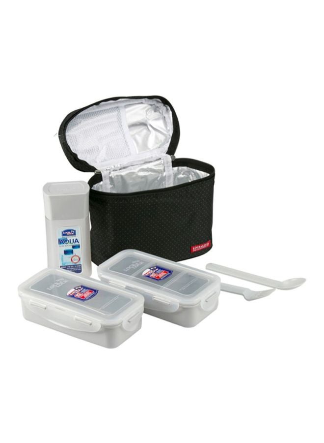 LocknLock 6-Piece Lunch Box Set Black/Clear Lunchbox at 470, 1 Lunchbox at 470, Water Bottle 300ml - Image 1