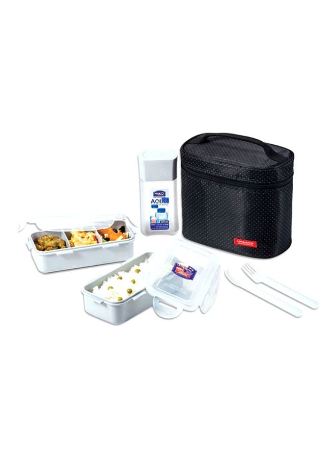 LocknLock 6-Piece Lunch Box Set Black/Clear Lunchbox at 470, 1 Lunchbox at 470, Water Bottle 300ml - Image 2