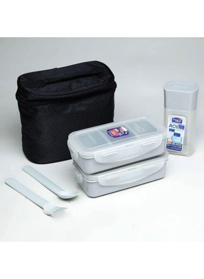 LocknLock 6-Piece Lunch Box Set Black/Clear Lunchbox at 470, 1 Lunchbox at 470, Water Bottle 300ml - Image 3