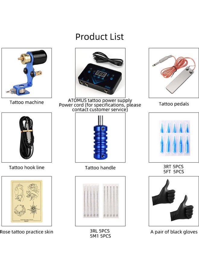 طقم ماكينة تاتو دوارة مع ملحقات متعدد الألوان - Image 5