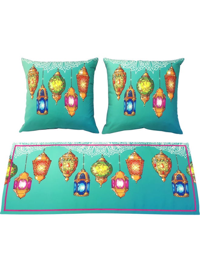Alwan 2-Piece Cushion Cover With Table Runner For Ramadan Kareem Multicolour - Image 1
