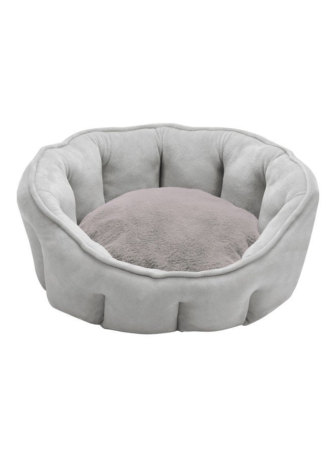 سرير دائري قابل للغسل للجراء والقطط الصغيرة رمادي 18بوصة - Image 1