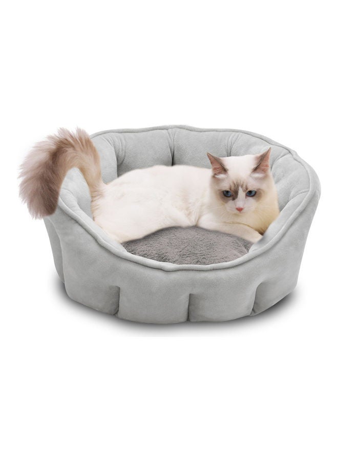 سرير دائري قابل للغسل للجراء والقطط الصغيرة رمادي 18بوصة - Image 3