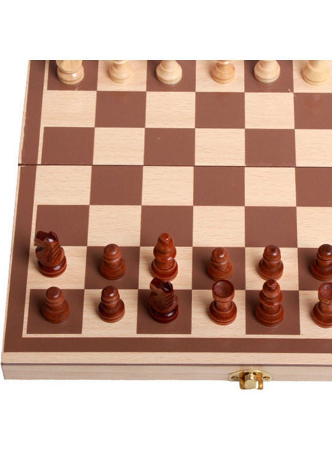 طقم شطرنج خشبي عالِ الجودة بتصميم قابل للطي - Image 4