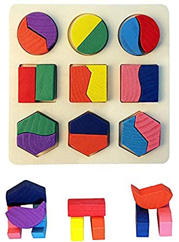 Beauenty 3 Packs Wooden Multifunction Children Math Shapes Geometric Puzzle Learning Education Toys  - Image 2