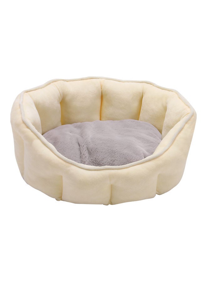 سرير دائري قابل للغسل للجراء والقطط الصغيرة أصفر/رمادي 46x47سم - Image 1