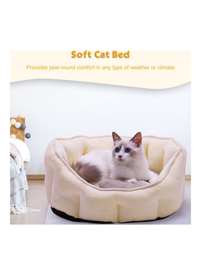 سرير دائري قابل للغسل للجراء والقطط الصغيرة أصفر/رمادي 46x47سم - Image 2