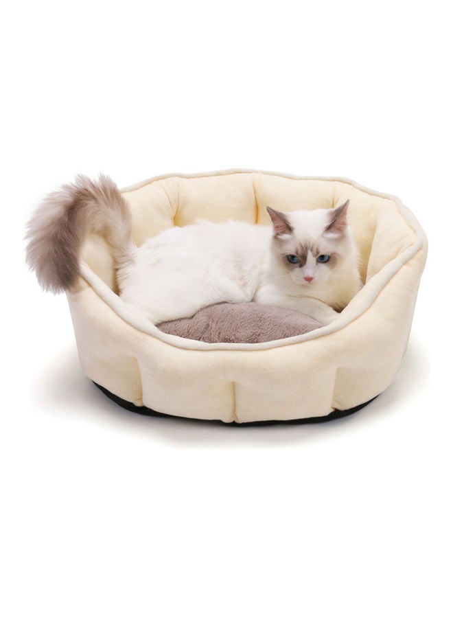 سرير دائري قابل للغسل للجراء والقطط الصغيرة أصفر/رمادي 46x47سم - Image 3