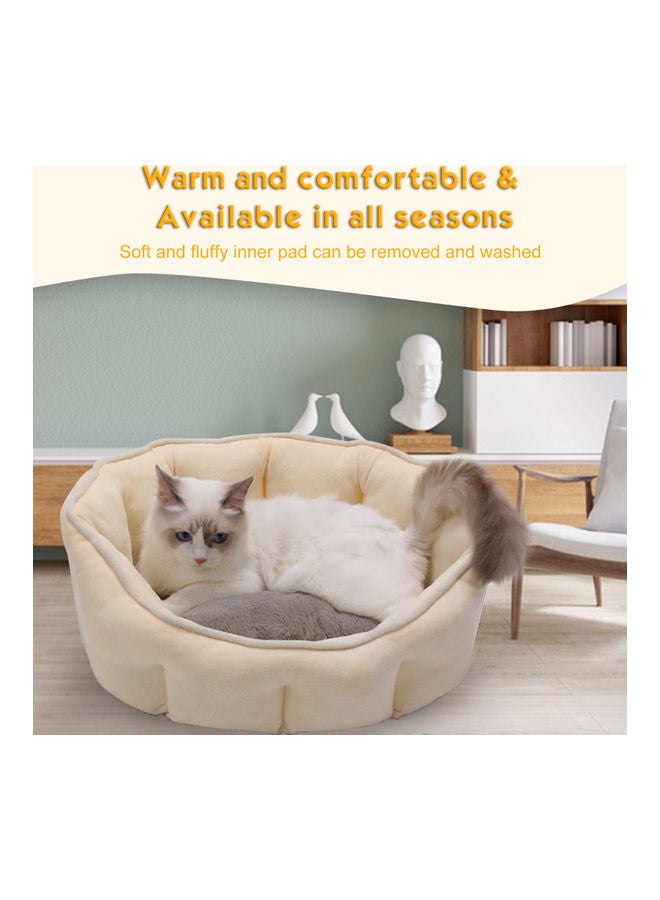 سرير دائري قابل للغسل للجراء والقطط الصغيرة أصفر/رمادي 46x47سم - Image 4