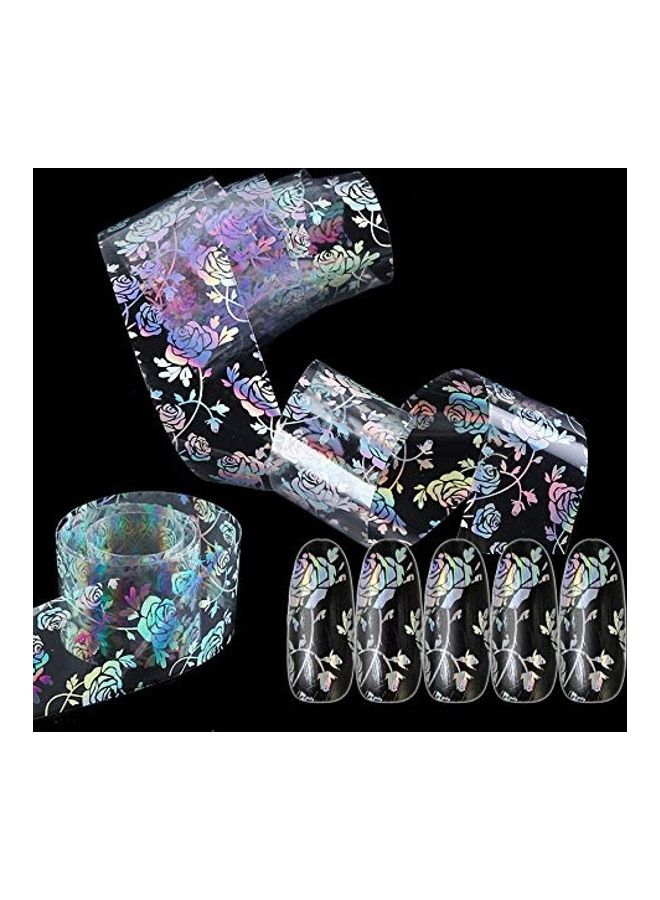 10 Rolls Flower Nail Art Foil Transfer Stickers Star Laser Decoration Kit Multicolour - Image 3